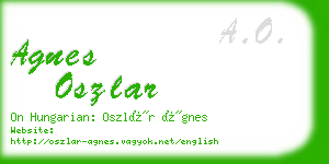 agnes oszlar business card